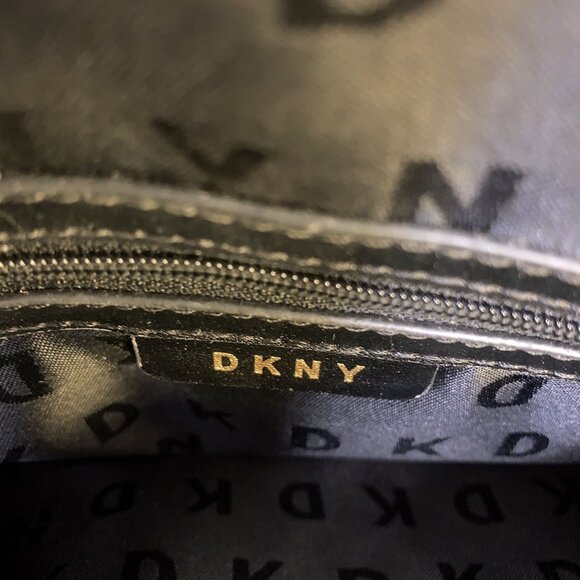 DKNY Black Embossed Crossbody Bag With Chain Strap - Picture 8 of 9